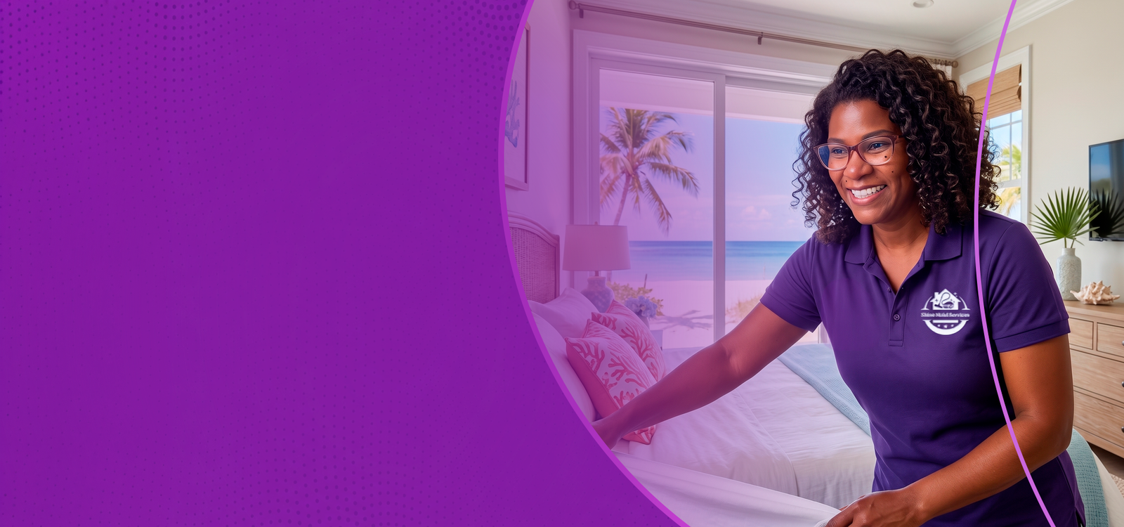Shine Maid attendant preparing an Airbnb bedroom for the next guest