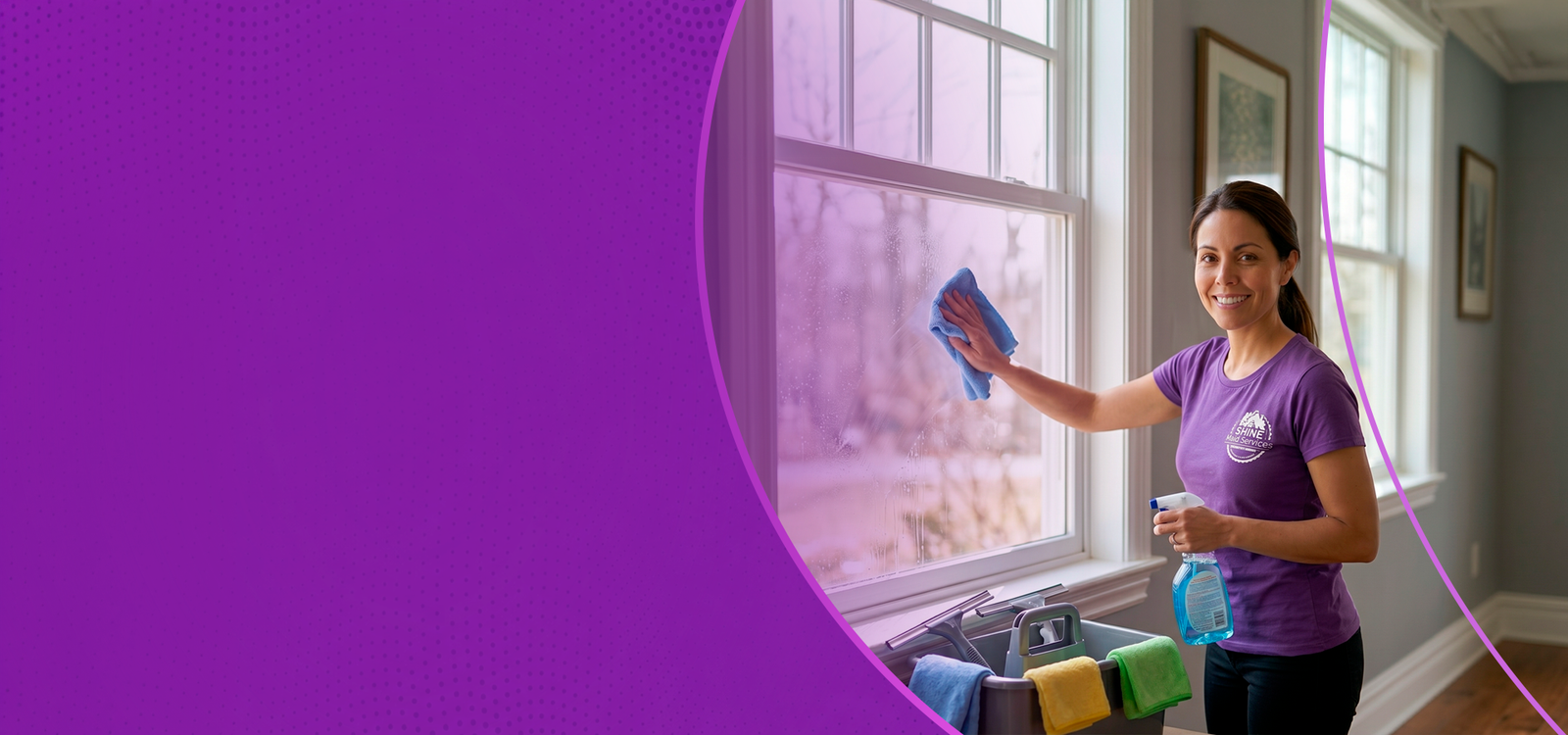 Shine Maid professional cleaning windows of a Jacksonville home for a streak-free finish